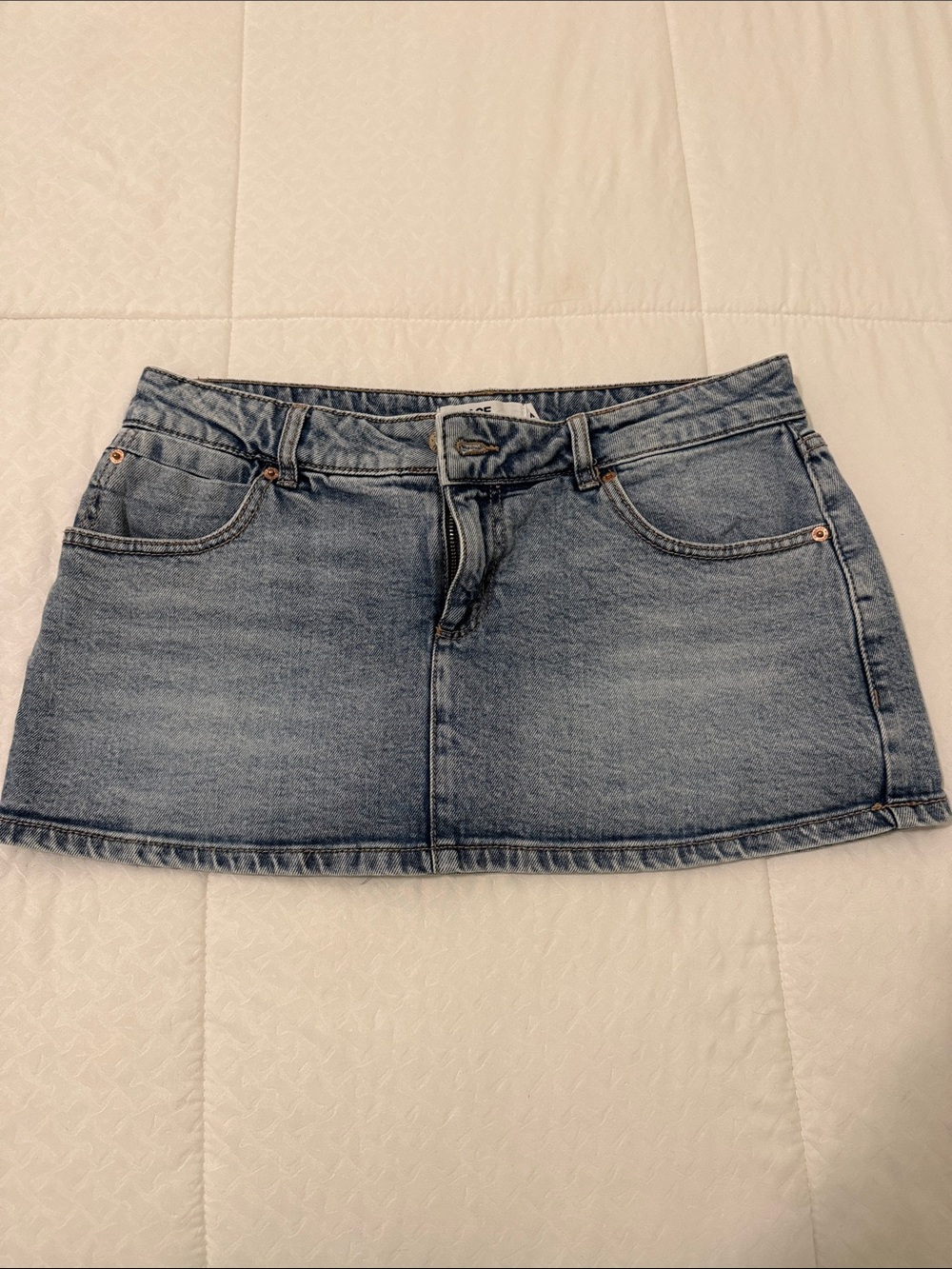 Garage Light Blue Denim Mini Skirt with Five-Pocket Style